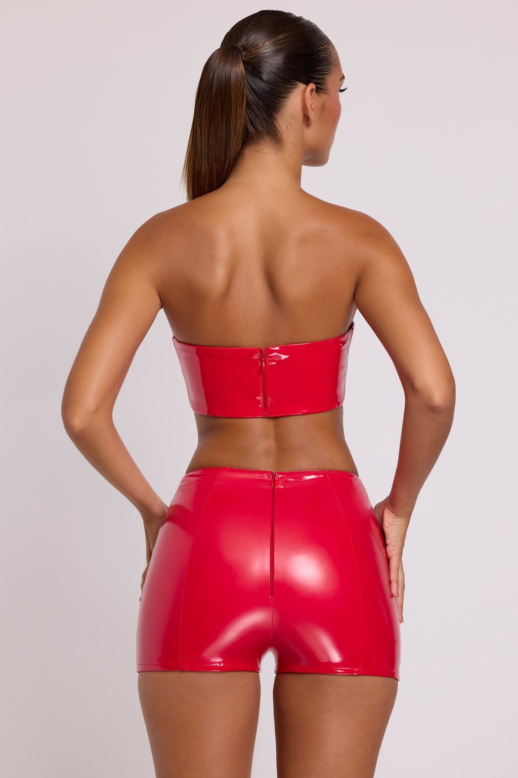 Angled Waist Mini Shorts in Fire Red