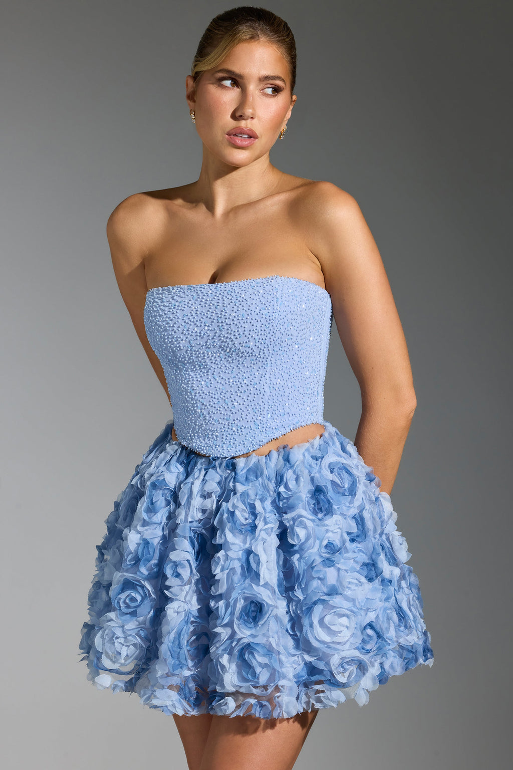 Embellished Corset Top in Blue